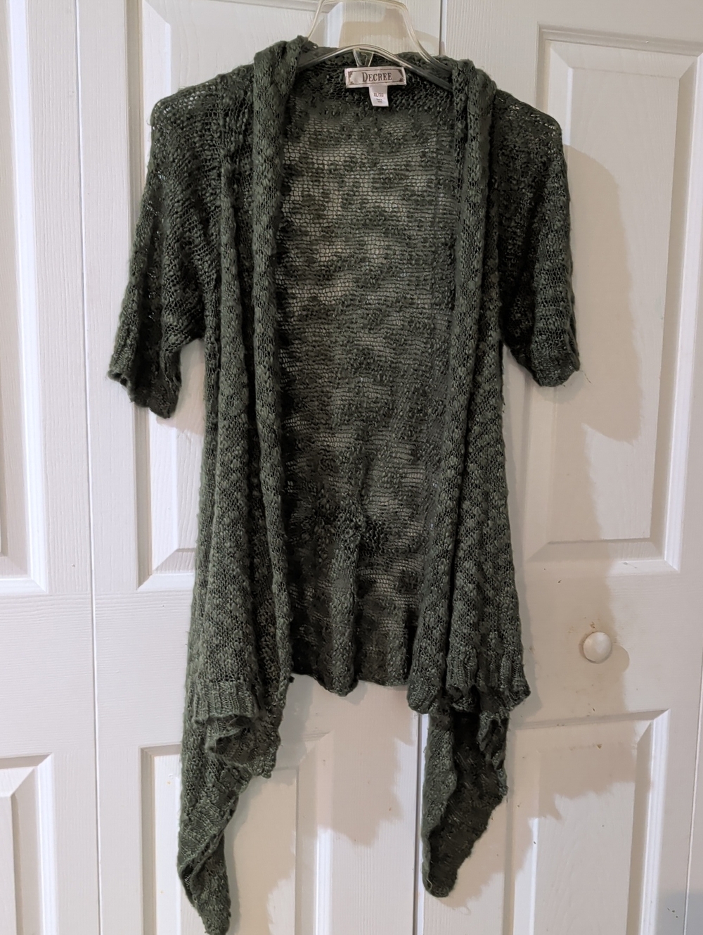 Decree Olive Open-Front Knit Shrug
